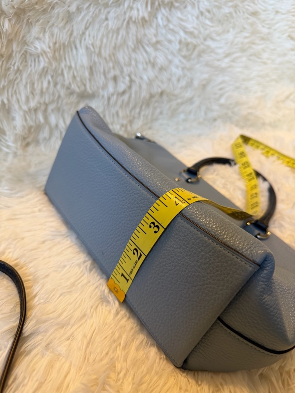 Coach Mini Emma Satchel Pebbled Leather in Dusty Blue with Exotic Handles - Picture 11 of 13